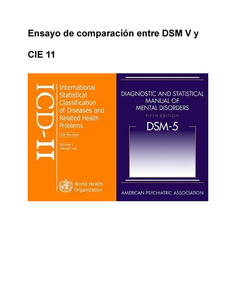 Comparación entre cie y dsm para analizar Ensayo de comparación entre DSM V y CIE