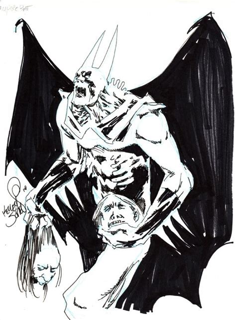 A Black And White Drawing Of A Demon Holding A Womans Head In Her Arms