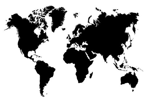 Weltkarte schwarz weiß umrisse frisch great art fototapete. Schwarz-Weiß-Weltkarte - Dekoriere deine Welt