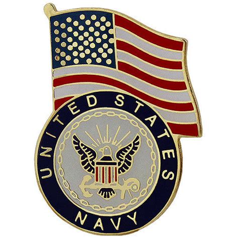 Usn United States Flag With Navy Emblem Lapel Pin Vanguard