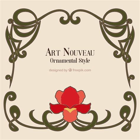 Hand Drawn Art Nouveau Frame With A Flower Vector Free Download