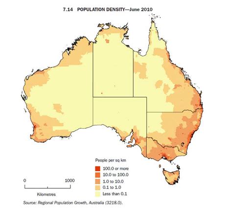 Australia Population Density Map 2018