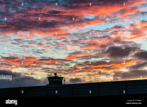 Dublin Airport Control Tower At Sunset Ireland Stock Photo Alamy