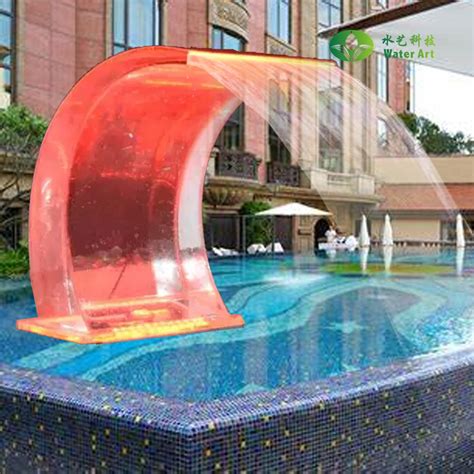 Acrylic Pool Fountains With Colorful Led Light Swimming Pool Waterfall