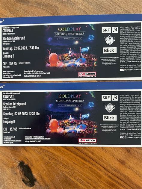 2x Coldplay Stehplatz Ticket So 02 Juli 2023 Zürich Kaufen Auf Ricardo
