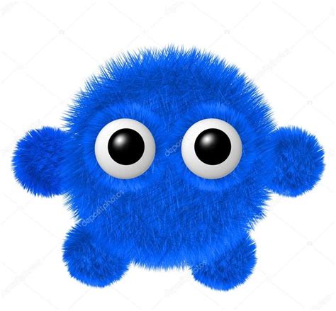 Personaje Esponjoso Con Ojos Grandes Peque O Monstruo Peludo Azul Con