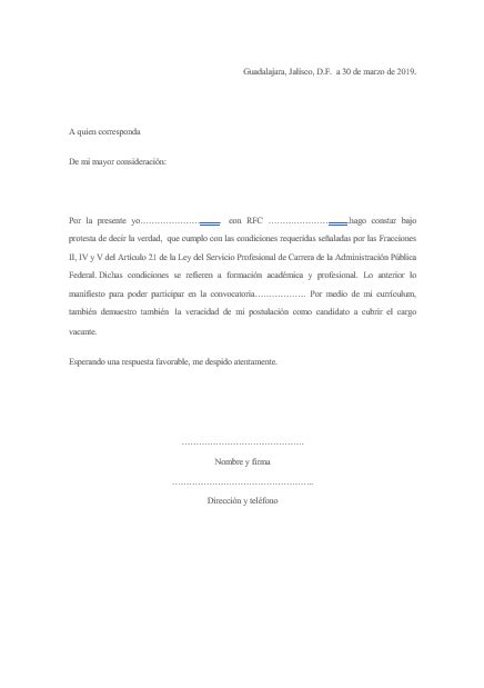 Carta Bajo Protesta De Decir Verdad Ejemplos Y Formatos Word Pdf