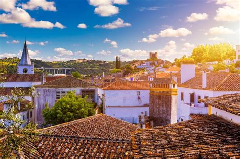 Obidos Portugal Stonewalled City With Medieval Fortress Historic