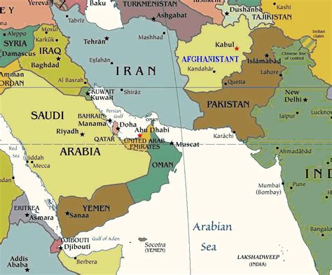 Carte Pays Moyen Orient