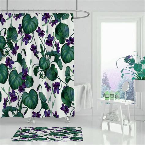 Purple Flower Shower Curtainwatercolor Flower Shower Etsy