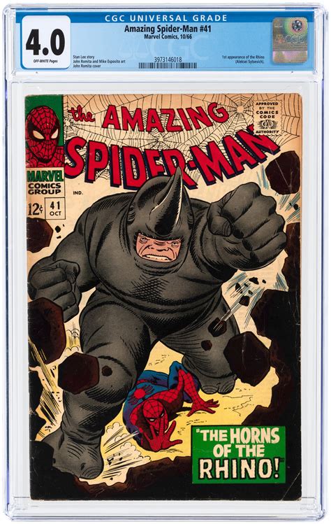Hakes Amazing Spider Man 41 October 1966 Cgc 40 Vg First Rhino