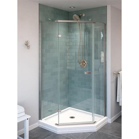 Delta 38 In W X 72 In H Neo Angle Pivot Frameless Corner Shower Enclosure In Stainless 422061