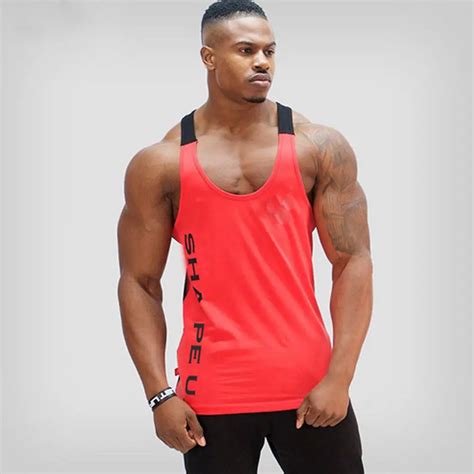 Solid Gym Men Stringer Tank Top Bodybuilding Fitness Singlets Muscle Vest Tee In Tank Tops From