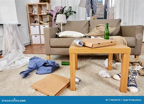 Messy Home Living Room With Scattered Stuff Stock Photo Image Of