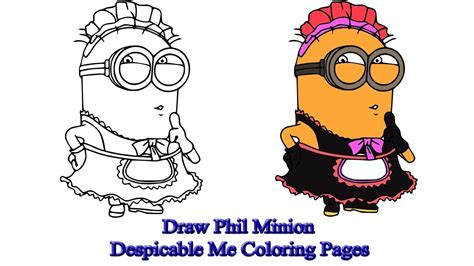 Draw Phil Minion Despicable Me Coloring Pages Youtube