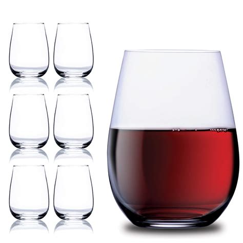 Chefs Star 15 Ounce Stemless Wine Glasses Set Classic Durable Wine