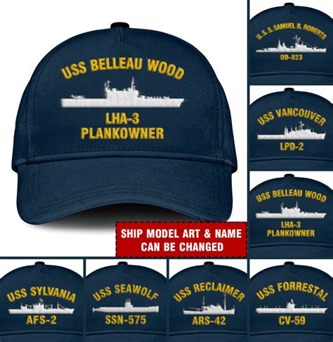 Personalized Embroidered Us Navy Ships Baseball Cap Custom Fit Classic