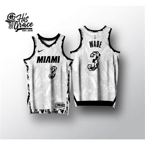 Miami Heat White Abstract Full Sublimation Hg Concept Jersey Shopee
