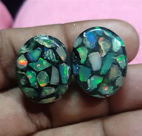49ct 2pcs Stunning Natural Resin Opal Gemstone Resin Etsy Uk