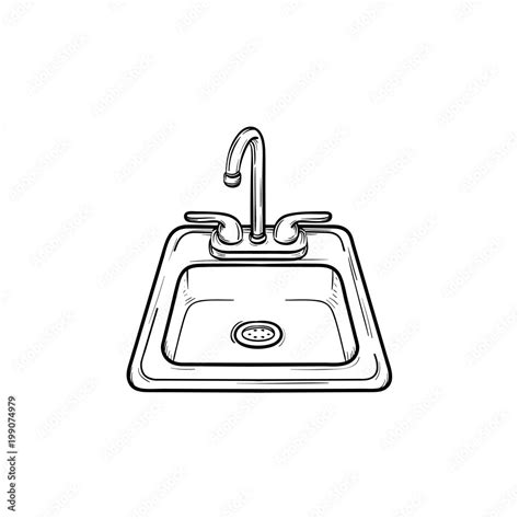 Toilet Sink Hand Drawn Outline Doodle Icon Sink Vector Sketch