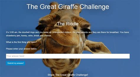 Giraffe Challenge Riddle Answer Andrew Strugnell To Make More