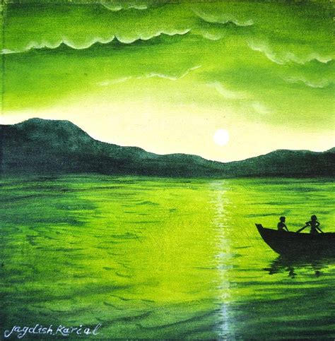 Shades Of Green Painting By Jagdish Karial