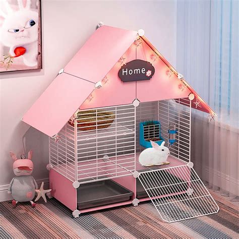 Duvindd 2 Story Rabbit Cage Indoor Bunny Hutch With 2 Deep Pull Out