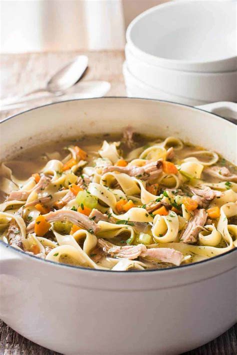 Stir the noodles and chicken in the saucepan. Chicken and Vegetable Noodle Soup | RecipeTin Eats