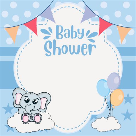 Plantillas De Invitación De Baby Shower Con Lindos Elefantes 12020143