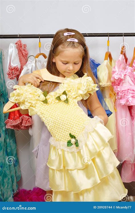 Little Girl In Shop Of Dresses Stock Photo Image Of Purchase Girl