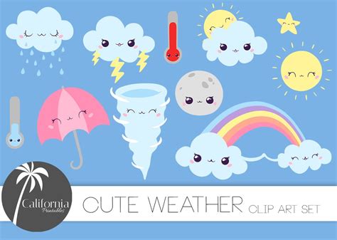 Cute Weather Clip Art ~ Illustrations ~ Creative Market