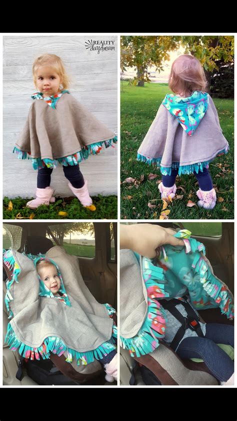The Best Car Seat Poncho Tutorial Fleece Lined Reality Daydream