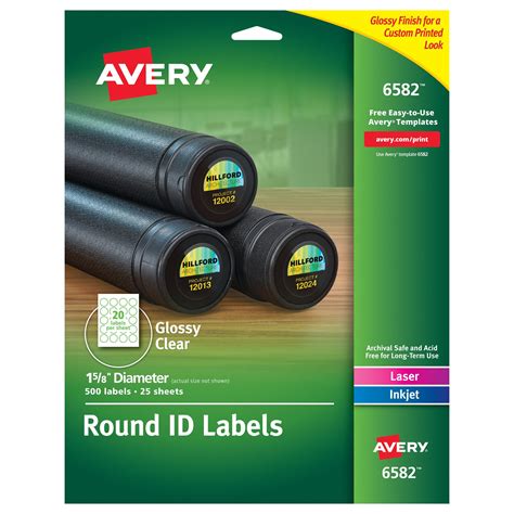Avery Glossy Clear Permanent Multipurpose Round Labels 1625 Inch
