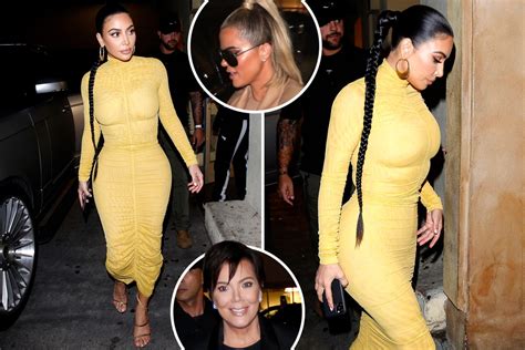 Kim Kardashian Puts Her Curves On Display In Very Tight Yellow Dress As She Leaves Dinner With