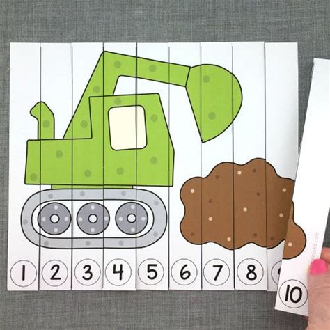 Digger Number Sequence Puzzle For Preschool And Kindergarten