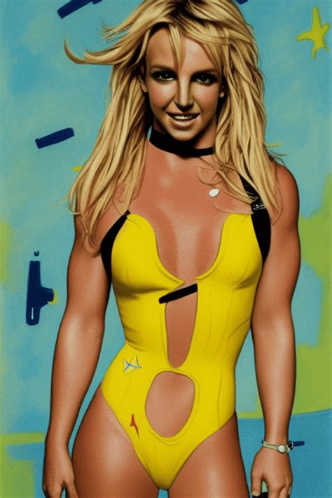 Britney Spears As A Sexy Astronaut In A Yellow Bikini In The Style Of Matisse Creative Fabrica