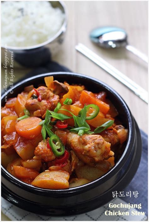 1 whole kienyeji chicken, 1 onion, 2 tomatoes, 3 tbsp tomato paste, 3 ginger, 2 tbsp dried rosemary, pinch salt, vegetable oil, water. Cuisine Paradise | Singapore Food Blog | Recipes, Reviews And Travel: Gochujang Chicken Stew - 닭도리탕