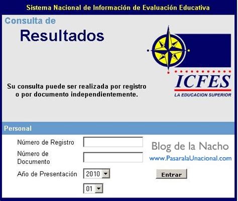 Tenga en cuenta que el procedimiento puede ser el mismo para consultar los. Consultar los resultados del Icfes y de la Unal : Blog de la Nacho