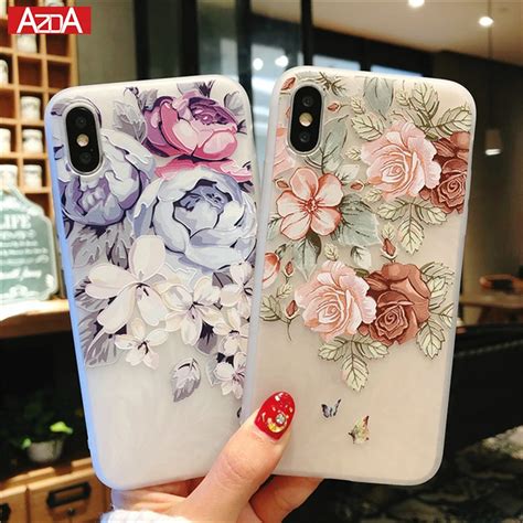 Durable Fashion Luxury Soft 3d Relief Flower Phone Case For Iphone X
