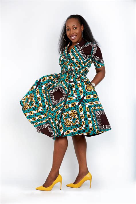 New In Nia African Ankara Print Wrap Dress Green In 2020 Printed Wrap Dresses Wrap Dress