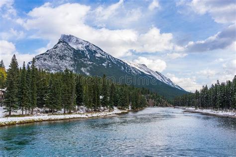 Banff National Park Beautiful Landscape Mount Rundle Bow River And