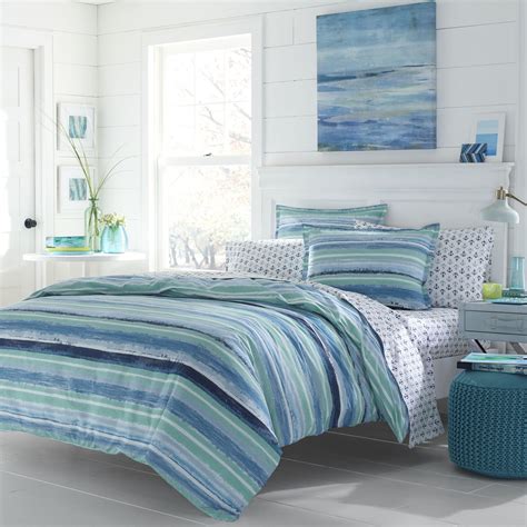 Resists stains and wrinkles for easy care. LO 2 Piece Turquoise Navy Blue Nautical Rugby Stripes ...