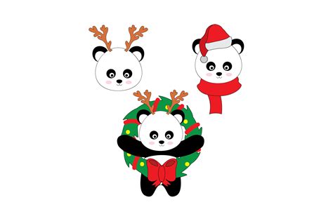 Kawaii Style Christmas Panda Svg Cut File By Creative Fabrica Crafts