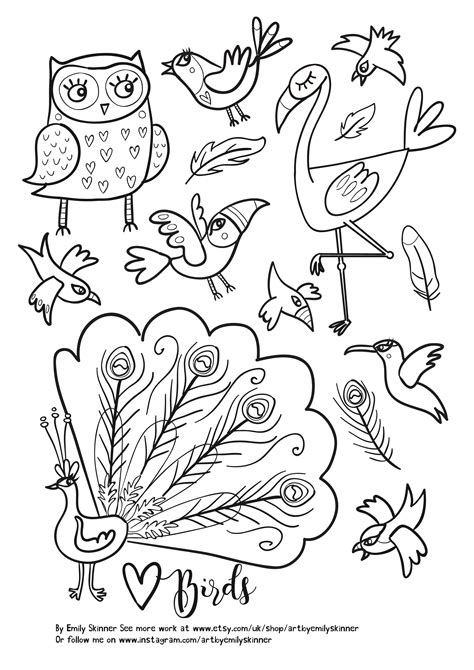 Fun Colouring Sheet About Birds Childrensillustration
