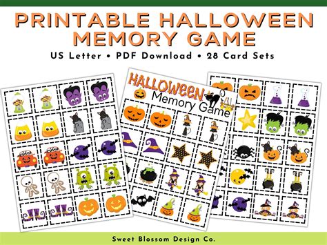 Halloween Memory Game Printable Halloween Matching Game Fall Game For