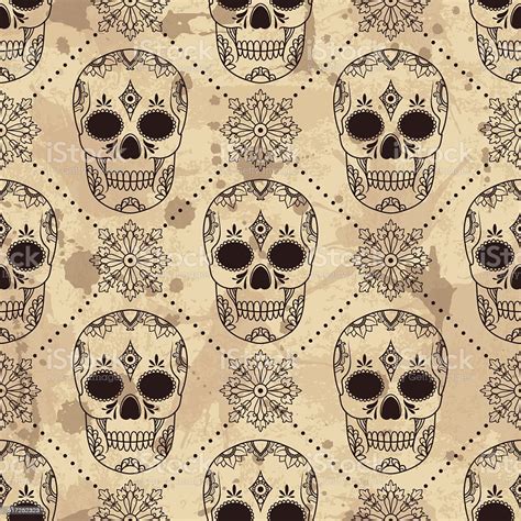 Vector Seamless Pattern With Skulls Stock Illustration Download Image