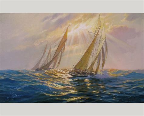 Sailboat Art Canvas By Alexander Shenderov Ocean Oil Painting Etsy
