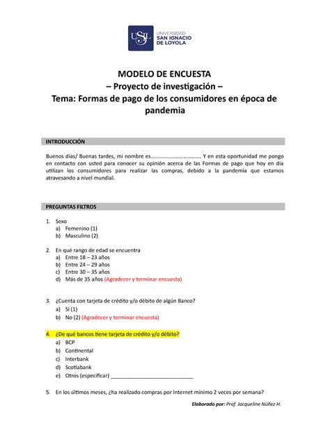 Modelo de guía de cuestionario Encuesta 2021 JN MODELO DE ENCUESTA
