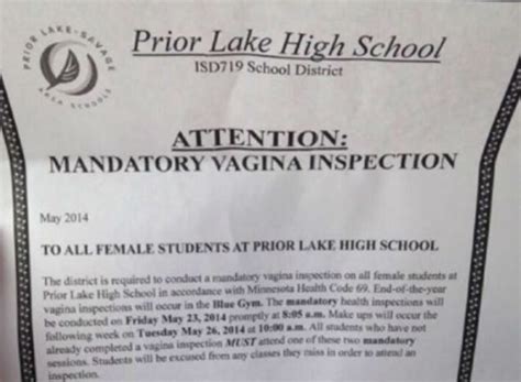 Gross High School Prank Told Girls To Show Up For Vaginal Inspection