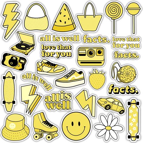 Yellow Aesthetic Sticker 30 Pack In 2021 Aesthetic Stickers Vinyl